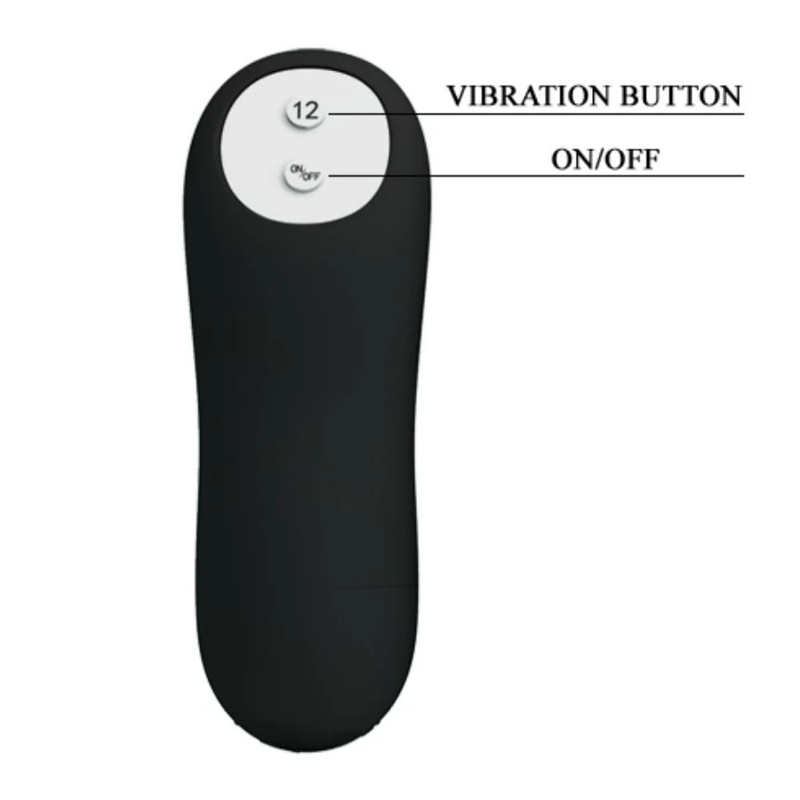 PRETTY LOVE - PLUG ANALE IN SILICONE EXTRA STIMOLAZIONE E 12 MODALIT DI VIBRAZIONE NERO